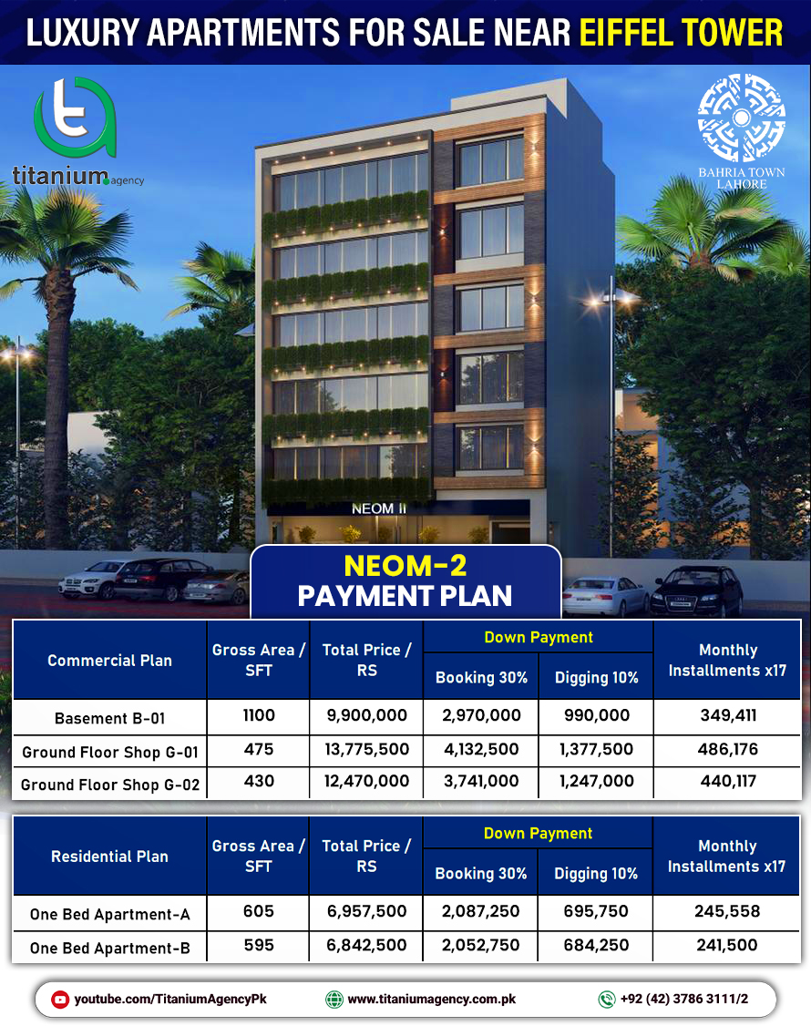 Neom Tower Lahore – Prices & Payment Plan