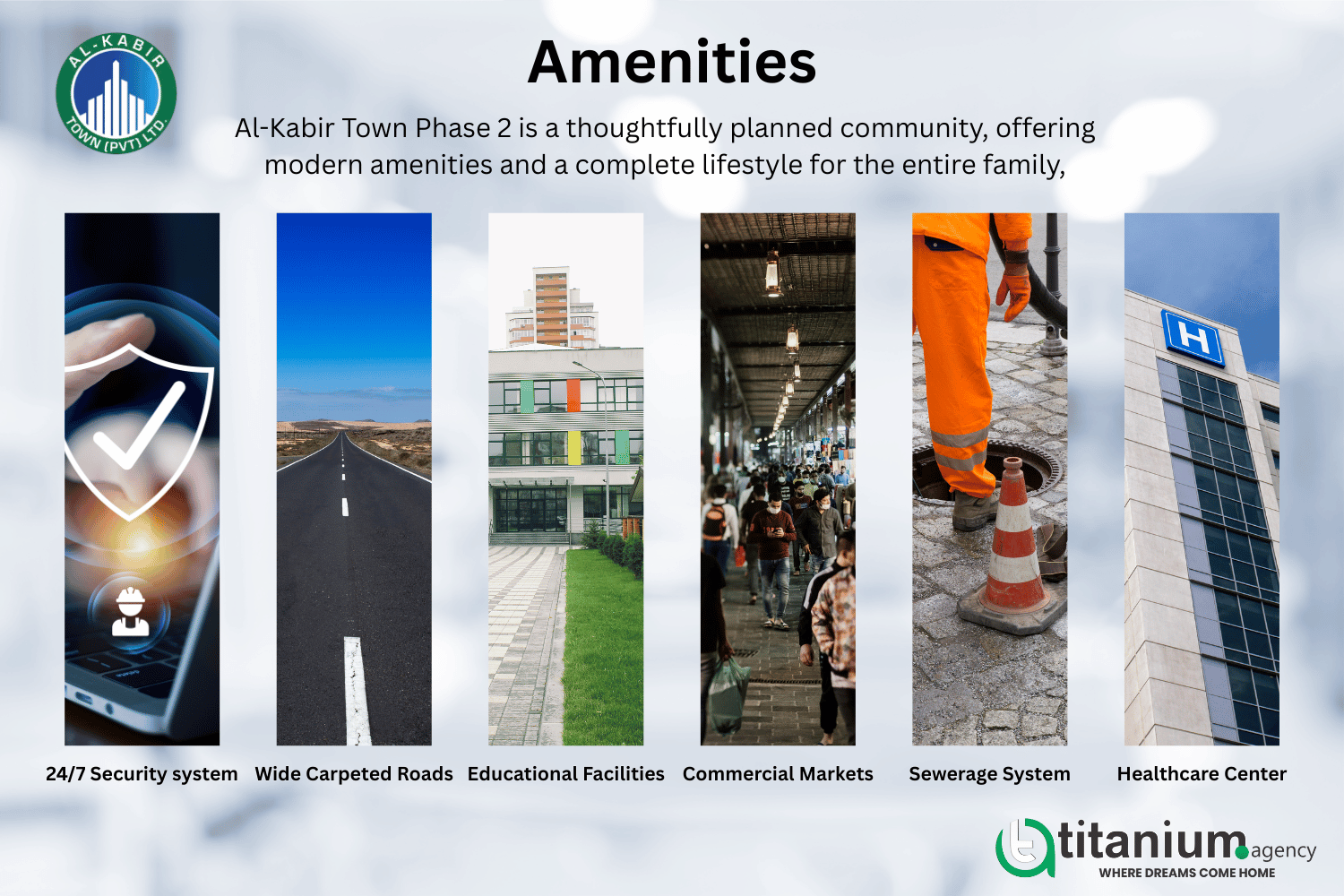 amenities of Explore Al Kabir Town Phase II Lahore, opposite Lake City on Raiwind Road