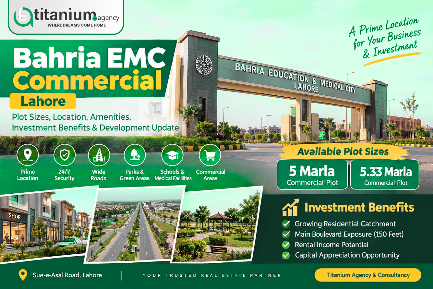 Bahria EMC Commercial Lahore 5 Marla and 5.33 Marla commercial plots