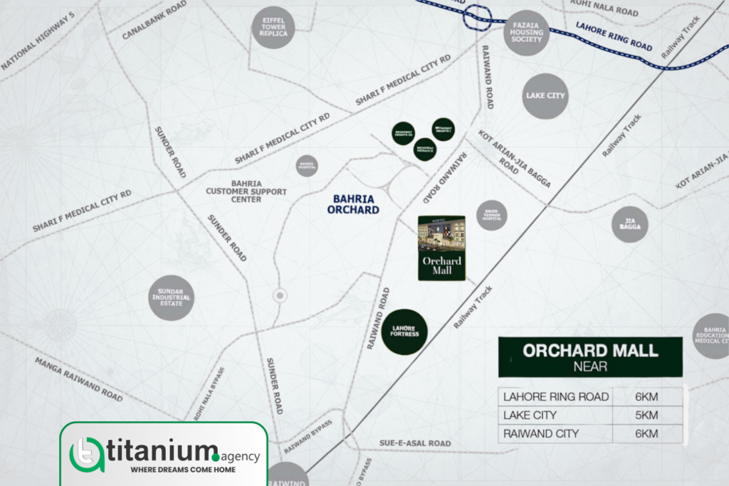 location map of Orchard Mall Bahria Orchard Phase 4 Lahore