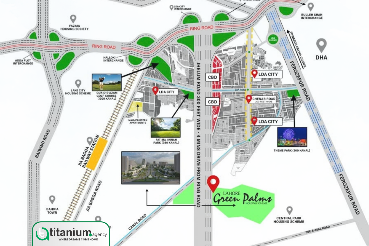 location of Green Palms Housing Lahore