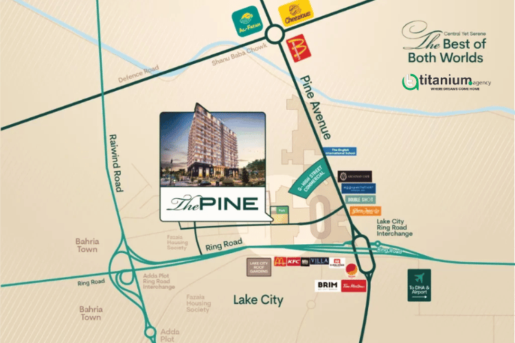 location of The Pine Premium Living Pine Avenue Lahore residential tower