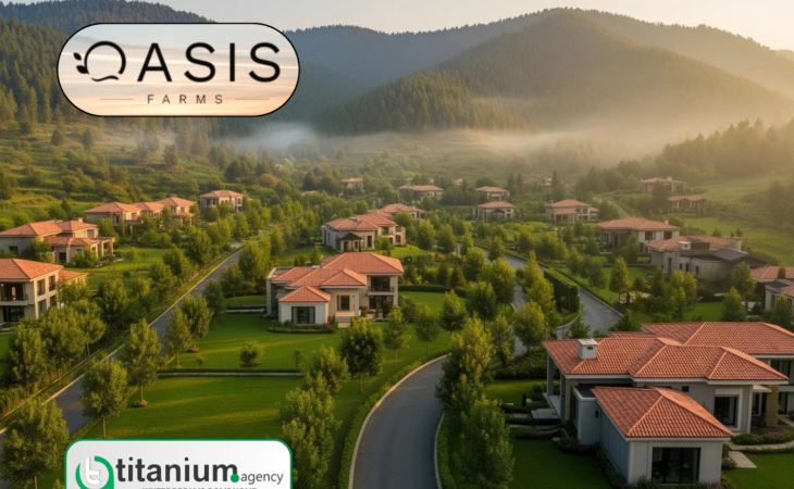 Oasis Farms Islamabad farmhouse project surrounded by green hills